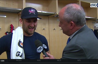 Baby Shark blares in background as Nick Foligno chats with Dave Maetzold
