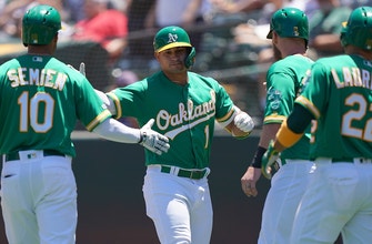 
					Athletics start fast with a seven-run 1st inning
				