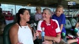 Dave Burchett talks with Emily Jones in the Stands