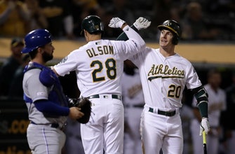 
					Olson's deep homer helps A's rally late to beat Royals 2-1
				