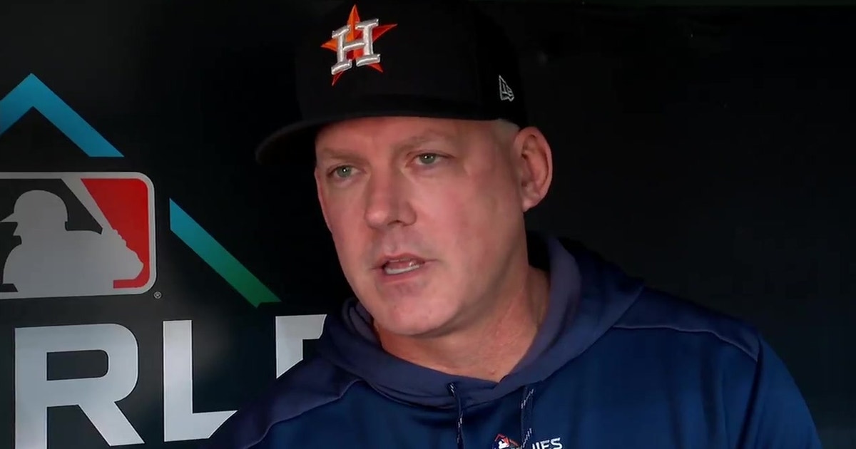 Astros Manager A J Hinch Explains How The Unpredictability Of A Game 7 Affects His Decision To Potentially Pitch Gerrit Cole Fox Sports