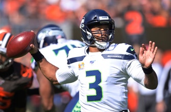 
					Wilson's 3 TDs lead Seahawks' rally past Mayfield, Browns
				