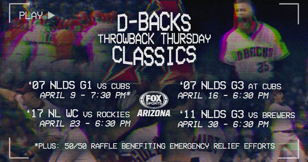 D-BACKS TO HOST 50/50 RAFFLE ONLINE DURING THROWBACK THURSDAY CLASSIC GAME ON FOX SPORTS ARIZONA ...