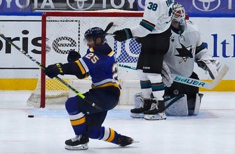 Faulk scores twice, Kyrou scores game-winner as Blues beat Sharks 5-4