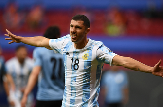 Guido Rodriguez scores on a header to put Argentina ahead ...