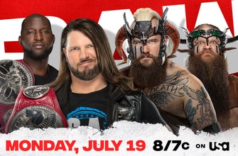 AJ Styles & Omos defend the Raw Tag Team Titles against The Viking Raiders in front of a live audience