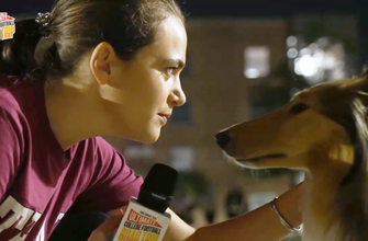 Charlotte Wilder visits with Reveille at Texas A&amp;M: Ultimate College Football Road Trip