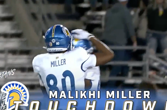 Nick Starkel finds Malikhi Miller for a 48-yard touchdown, narrows Nevada’s lead over San Jose State to 17-14